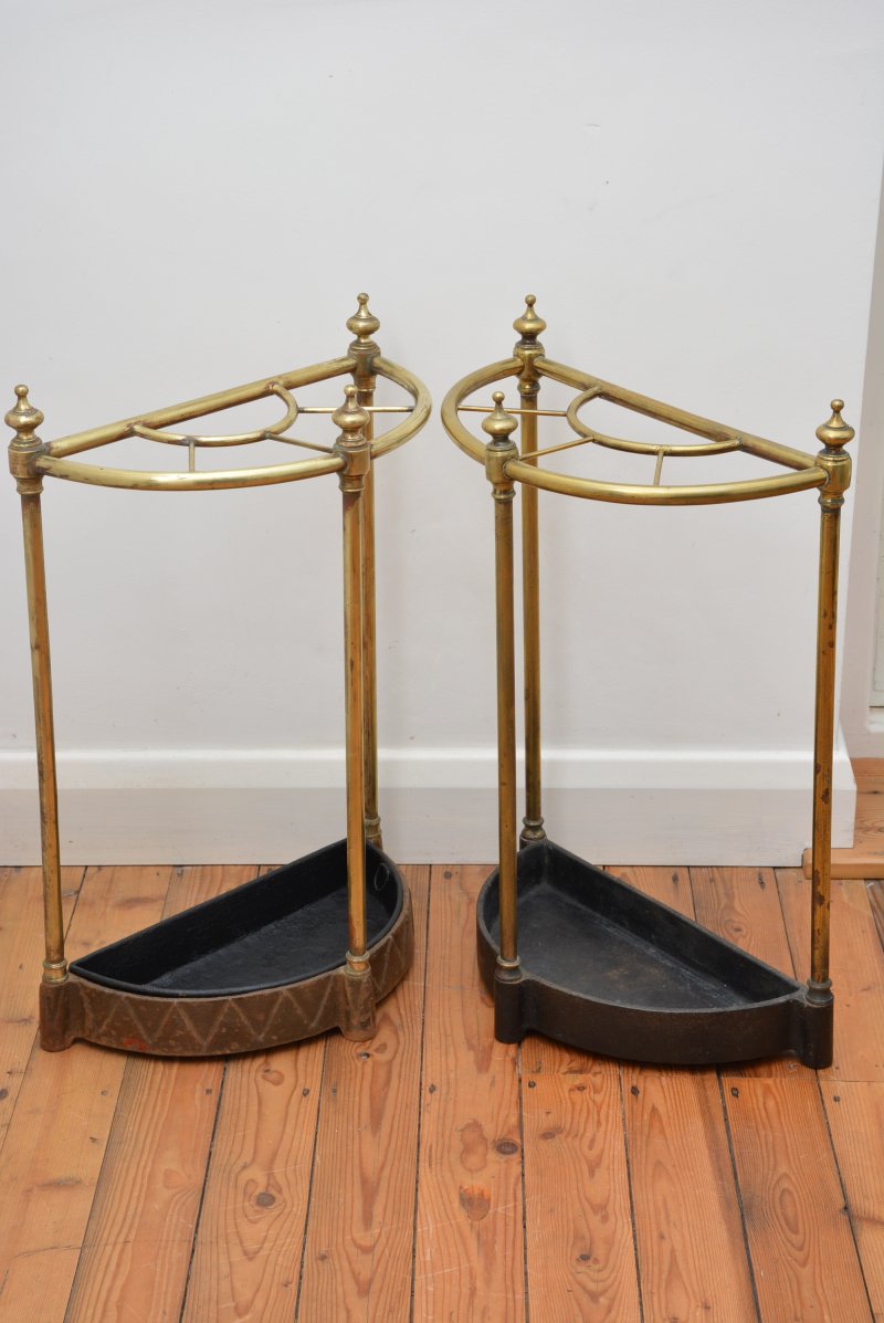 Pair Of English Antique Umbrella Stands in Brass, Victorian c1870s - Image 3